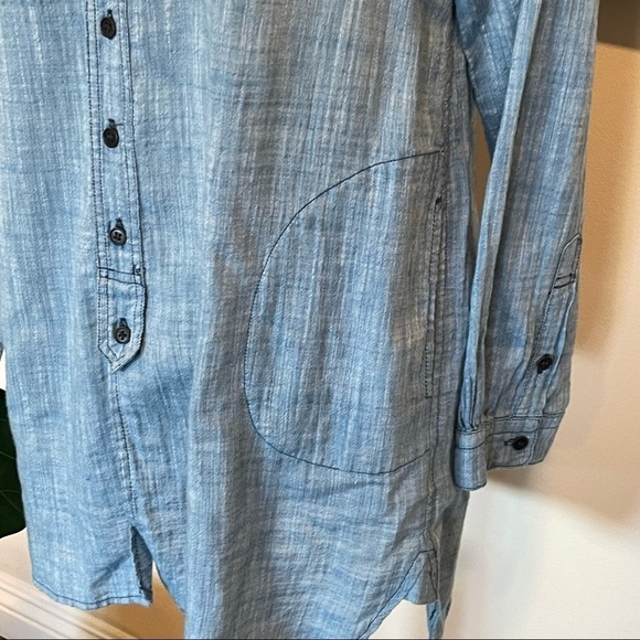 CP SHADES WOMEN'S LONG SLEEVE 100% COTTON Blue SHIFT DRESS TUNIC TOP - SIZE S. - Picture 7 of 8